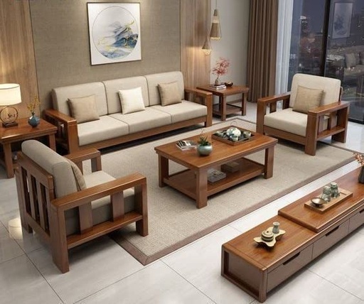 RENEWITURE Sheesham Wood 5 Seater Sofa Set for Living Room | 5 Seater Sofa Set